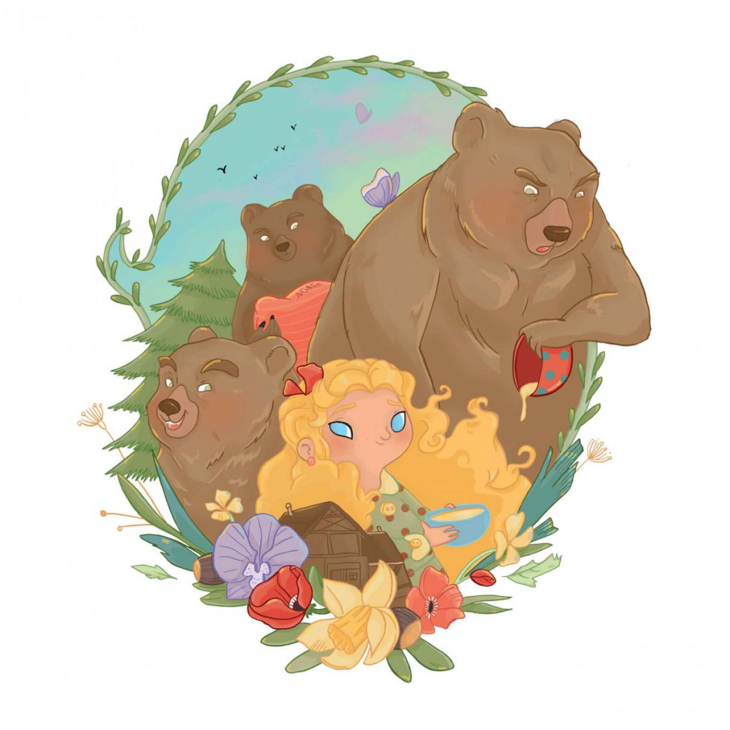 illustration de boucle d'or et les trois ours