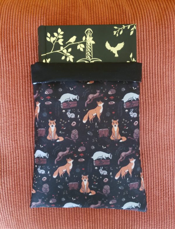 Pochette à livre renard en tissu, motif automnale