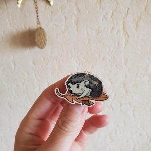 Broche en bois hérisson automne