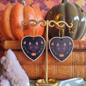 Boucles d’oreilles coeurs chats witchy
