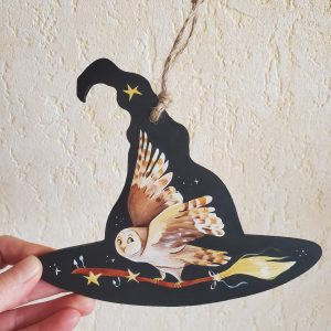 Peinture chapeau de sorcière chouette