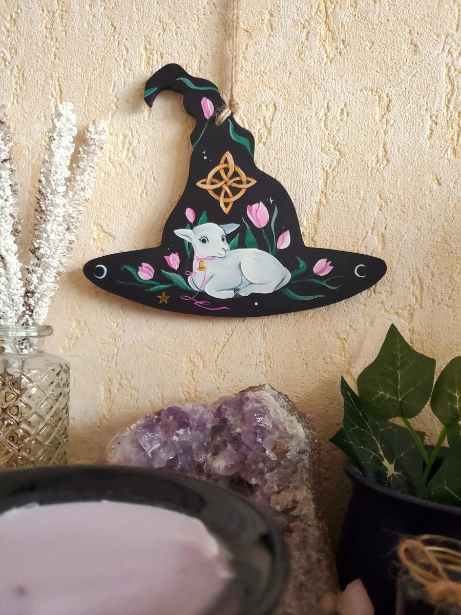 Peinture Noeud de sorcière agneau et tulipe. – Image 2