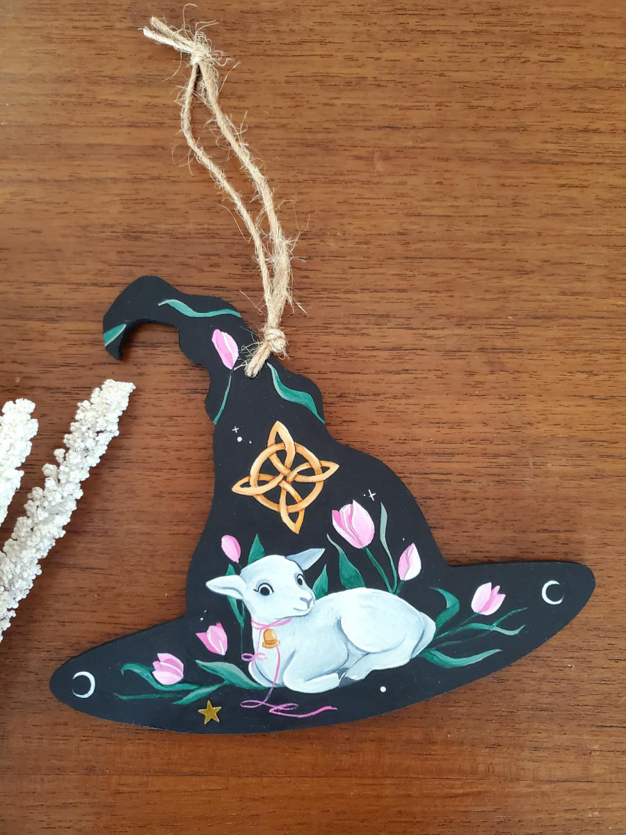 Peinture Noeud de sorcière agneau et tulipe. – Image 4