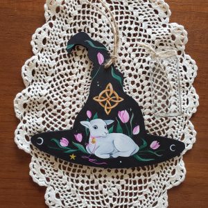 Peinture Noeud de sorcière agneau et tulipe.